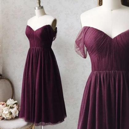 Purple Tulle Short Prom Dress Evening Party Dress..