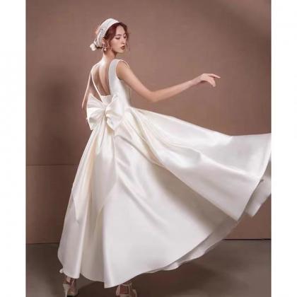 White Wedding Dress,spaghetti Straps Formal..