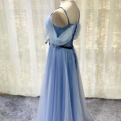 Spaghetti Strap Bridesmaid Dress Formal Dress Blue..