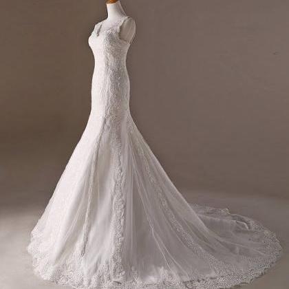 Elegant Lace Floor Length Tulle Formal Prom Dress..
