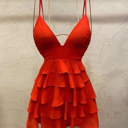 Red Short Prom Dress Party Dress Homecoming Dress..