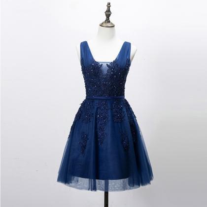Dark Blue Party Dresses For Birthday Cocktail..