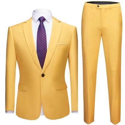Yellow Jacket + Pants 2 Pieces Set Fashion..