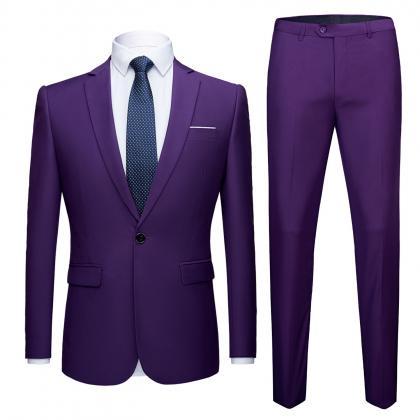 Purple Jacket + Pants 2 Pieces Set Fashion..