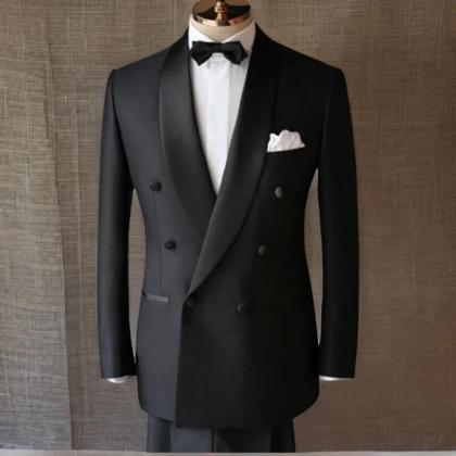 Black Formal Groom Tuxedos For Wedding Shawl Lapel..