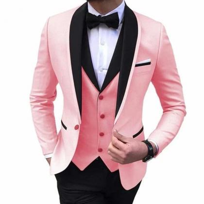 Slim Fit Men's Suits With Black Shawl..