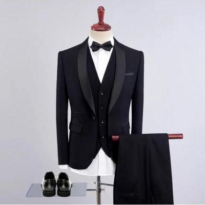 Black 3 Pieces Suits Fashion Men's..