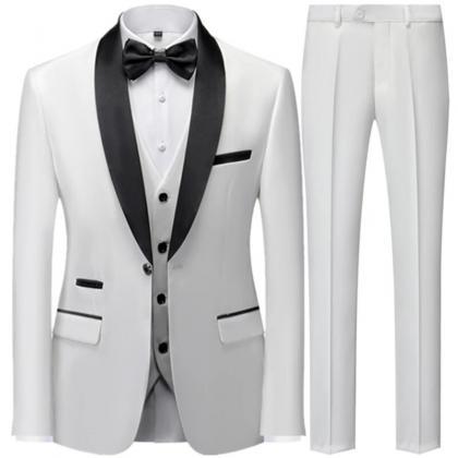 Suit Coat Pants Vest 3 Pcs Set Men's..