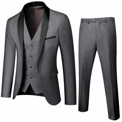 Men's British Style Slim Suit 3 Piece..
