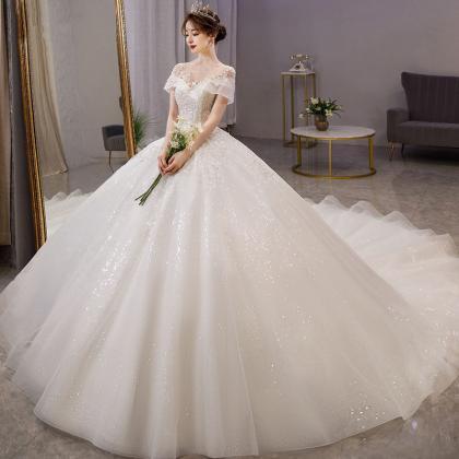 Cap Shoulder Lace Wedding Dress Formal Dress..