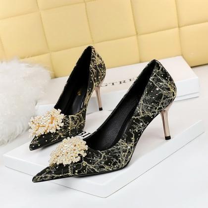 High Heels Stiletto Shallow Mouth Pointed Toe..