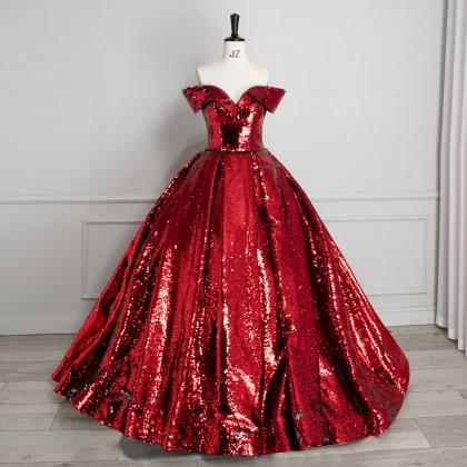 Red Full Length Prom Dress Evening Dress Formal..