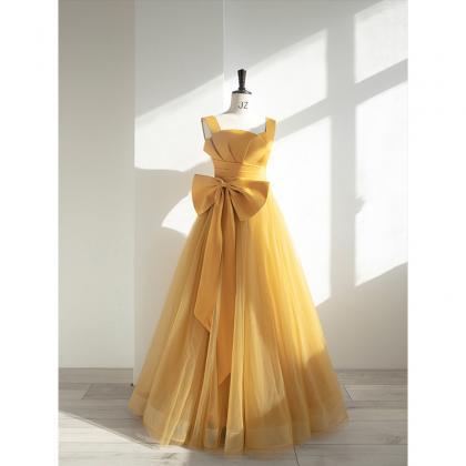 Yellow Full Length Prom Dress Evening Dress Formal..