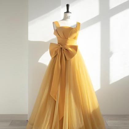 Yellow Full Length Prom Dress Evening Dress Formal..