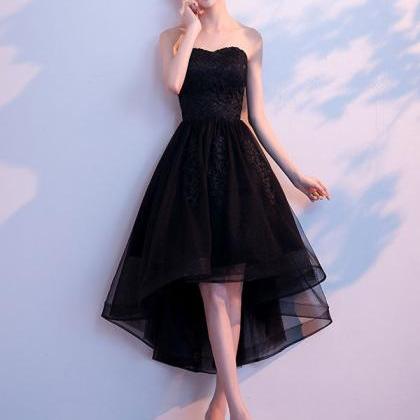 Black Tulle Lace Short Prom Dress Formal..
