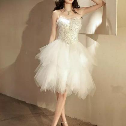 Tulle Short Prom Dress, Sequin Tulle Cute..