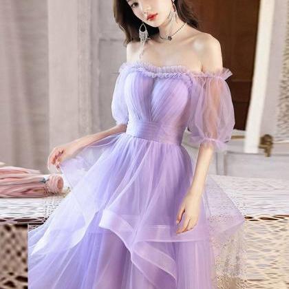 Purple Tulle Short Prom Dress,formal Dress Purple..