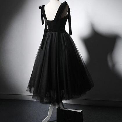 Black Tulle Short Prom Dress Hand Made Tulle..