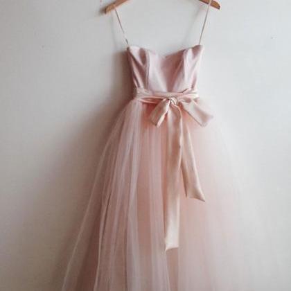 Simple Pink Tulle Short Prom Dress Hand Made..