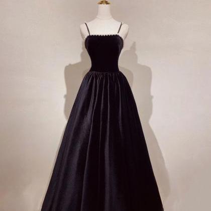 Simple Black Long Prom Dress Formal Evening Dress..