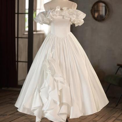 Ivory Tea Length Evening Dresses,Formal Dress with Half Sleeve Y4568
