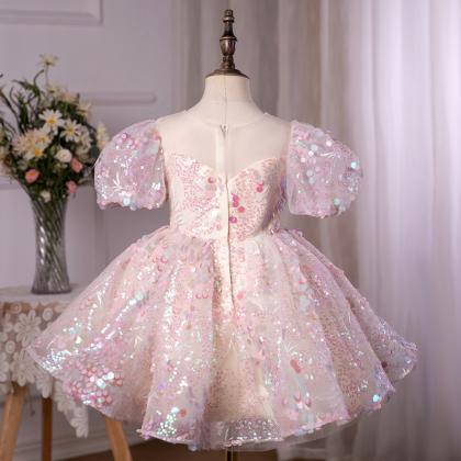 Pink Short Flower Girl Dress Kids Clothing Fk112