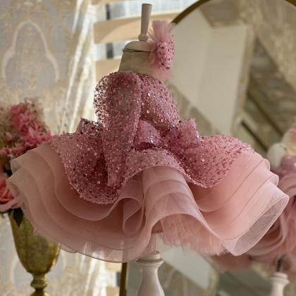 Girls' Dress Pink Sequin Short..
