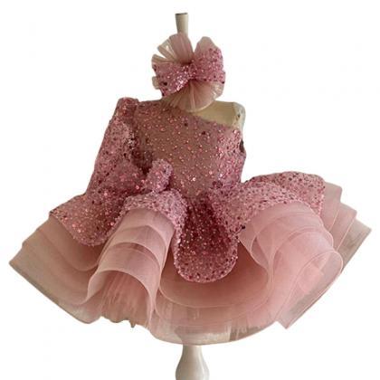 Girls' Dress Pink Sequin Short..