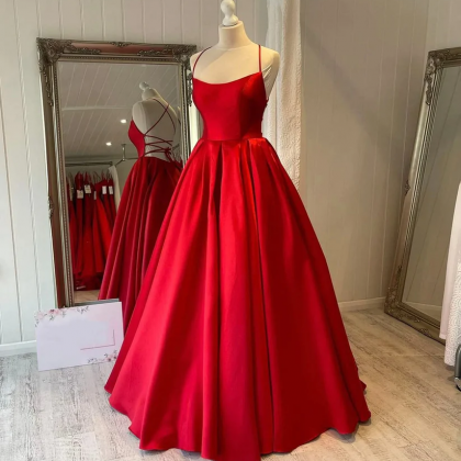 Red Prom Dress Full Length Backless Evening Dress..