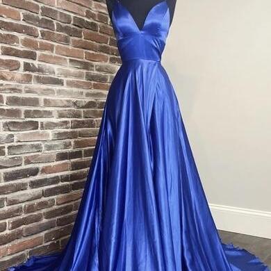Blue Prom Dress Full Length Evening Dress Formal..