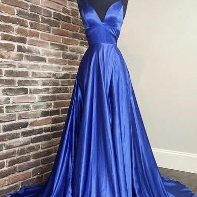 Stunning Royal Blue Satin Ball Gown Dress on Luulla