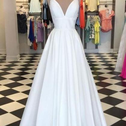 White Prom Dress Full Length Evening Dress Formal..