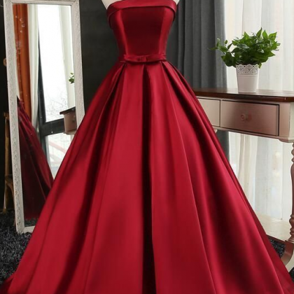 Red Strapless Prom Dress Full Length Evening Dress..