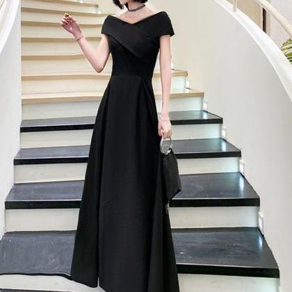 Black Full Length Prom Dress Evening Dress Formal..