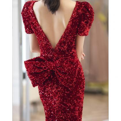 Red High-end Sequined Mermaid Evening Dress Formal..