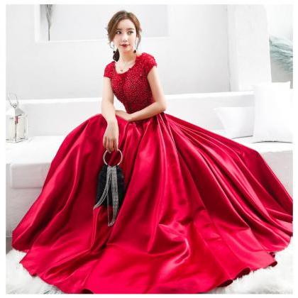 Long Prom Dress Lace Applique Evening Formal Dress..