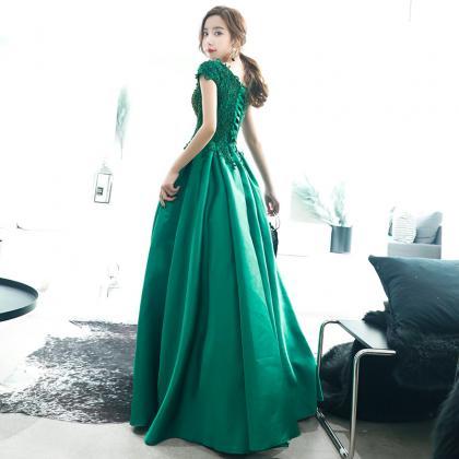 Blue A-Line Lace Appliques Long Prom Dress Formal Evening Dress,DP1416 main image 1