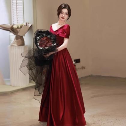 Red Full Length Prom Dress Evening Formal Dress..