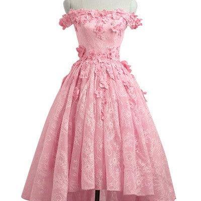 Lace Off Shoulder Pink Homecoming Dress Evening..