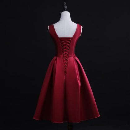 Red Satin Short Homecoming Dress Formal Lovely..