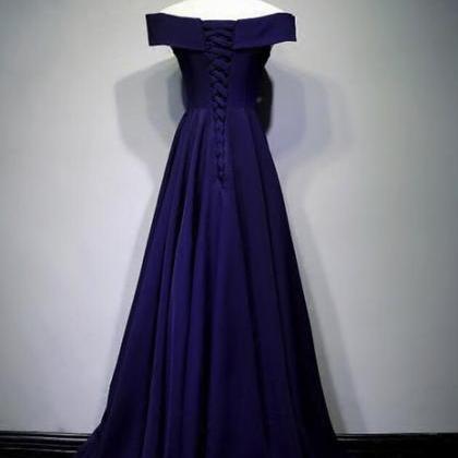 Navy Blue A-line Spandex Long Prom Dress Formal..