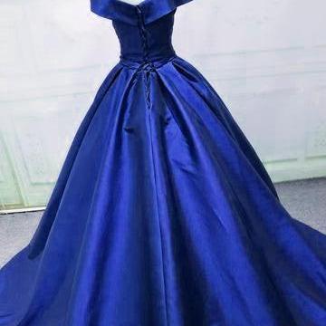 Royal Blue Party Dress Prom Dress Hand Made Long..