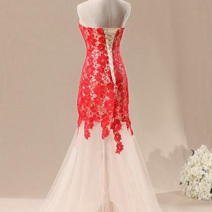 Mermaid Lace Srapless Length Prom Dresses Evening..