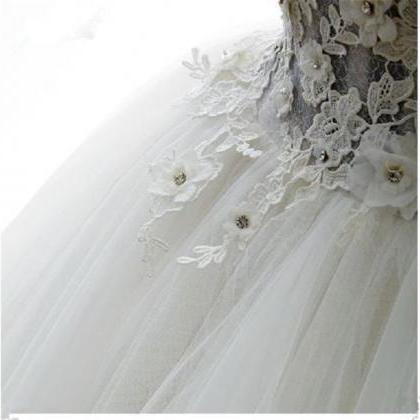 White/ivory Lace Cap Shoulder Full Length Wedding..