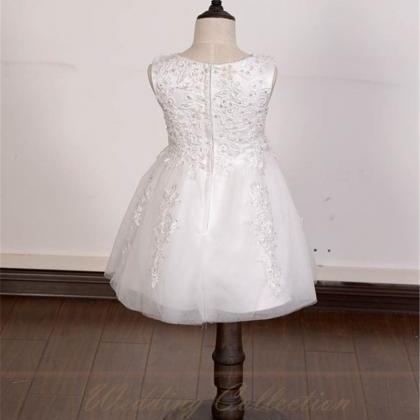 Lace Appique Flower Girl Dress Sequined Beaded W81