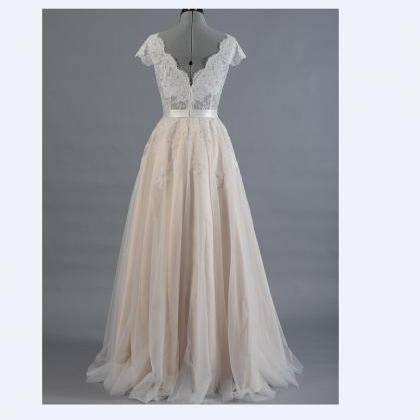 Vestido De Novia Lace A-line Wedding Dress Cap..