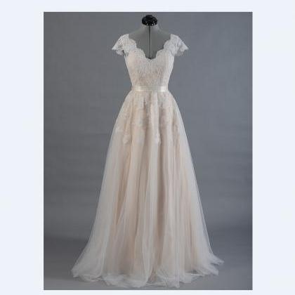 Vestido De Novia Lace A-line Wedding Dress Cap..
