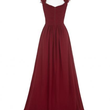Sleeveless Ruched Chiffon Floor-length A-line Prom..