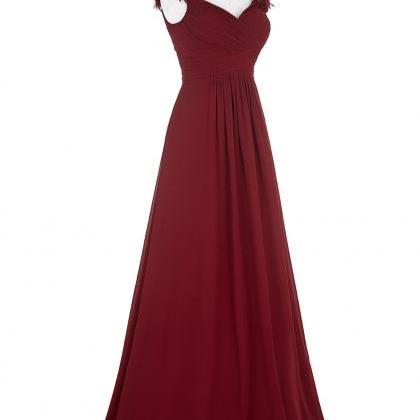 Sleeveless Ruched Chiffon Floor-length A-line Prom..