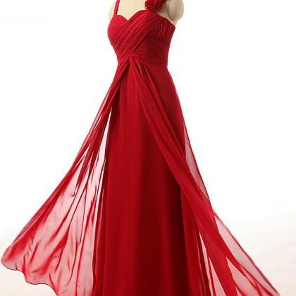 Sleeveless Ruched Chiffon A-line Floor-length Prom..